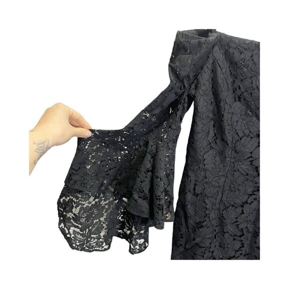 Chelsea28 Off the Shoulder Bell Sleeve Black Lace Cocktail Dress Size 2 - Picture 3 of 6